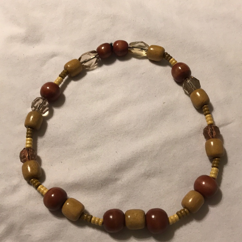 Necklace wood and crystal